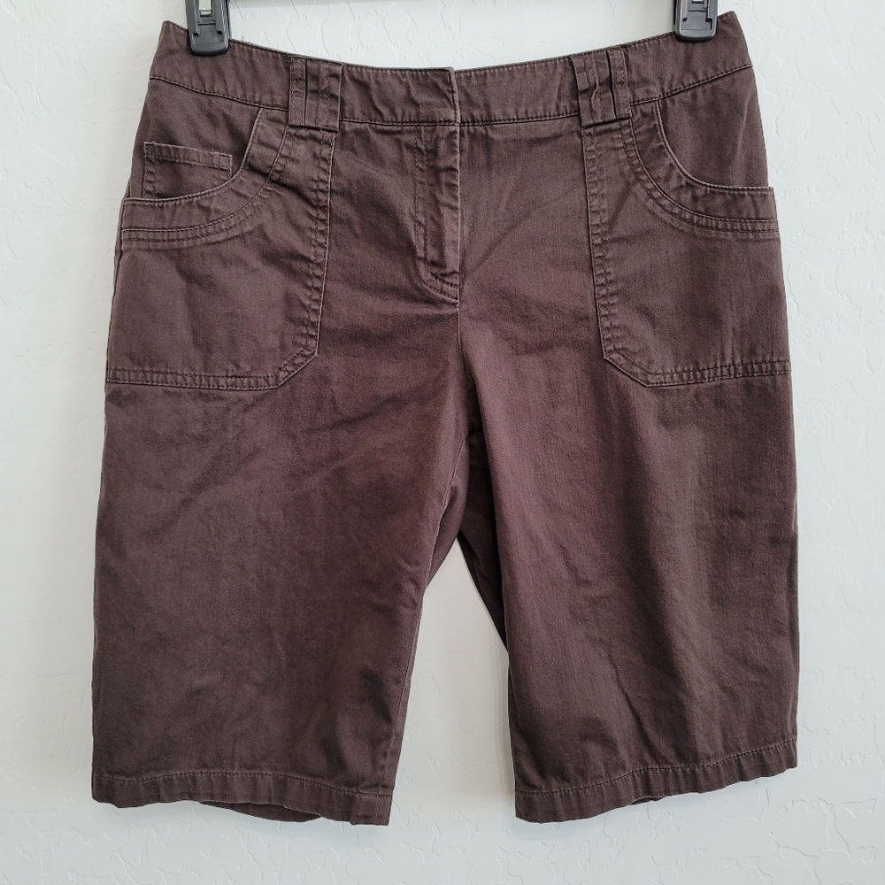 AB Studio Brown Bermuda Shorts Size 6